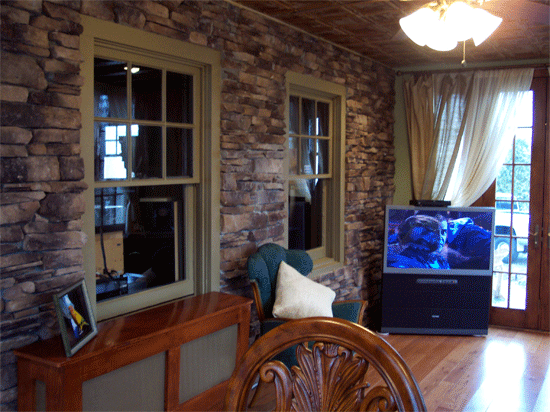 Cultured Ledge Stone - Interior Wall of Den