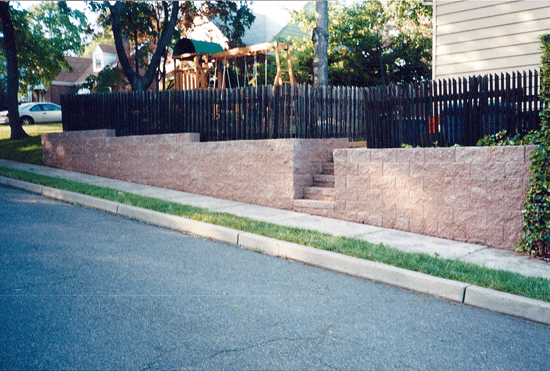 Finished Masonry Retaining Wall and Steps